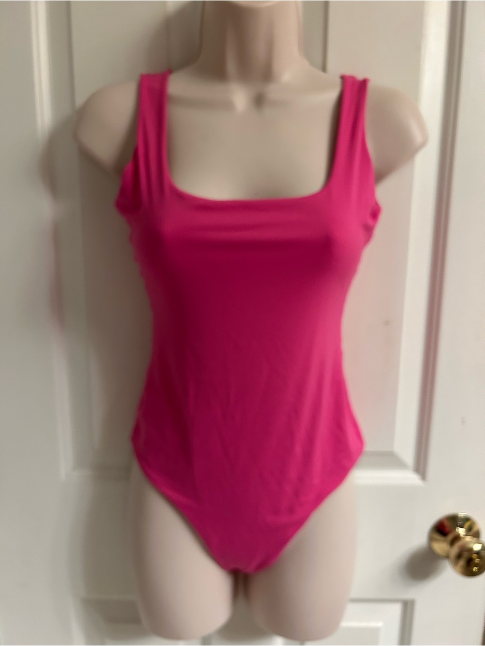 Women's Hot Pink Square Neck Bodysuit